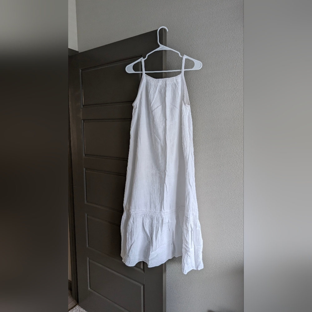 Women's White Cotton Maxi Beach Dress Made In Italy